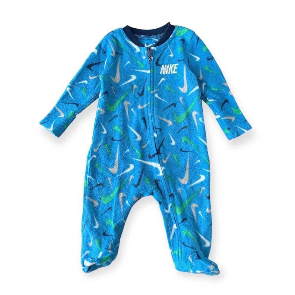 NIKE Swooshfetti Fleece Sleep & Play Footie Pajamas Blue Baby Boy’s size 3M